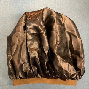 Satin Sleep Slumber Cap Brown NOT WATERPROOF Hair Cap Hat Bed Soft Wide Elastic